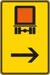 Verkehrszeichen 422-22 StVO, Wegweiser für kennzeichnungspflichtige Fahrzeuge mit gefährlichen Gütern (hier rechts)
