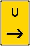 Verkehrszeichen 455.1-21 StVO, Ankündigung oder Fortsetzung der Umleitung, hier rechts