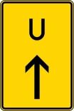 Verkehrszeichen 455.1-30 StVO, Ankündigung oder Fortsetzung der Umleitung, geradeaus