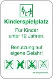 Sonderschild, Kinderspielplatz, Für Kinder unter 12 Jahren, 400 x 600 mm, grüner Text