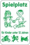 Sonderschild, Spielplatz für Kinder unter 12 Jahren, 400 x 600 mm, grüner Text