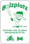 Sonderschild, Bolzplatz, Für Kinder unter 16 Jahren, Benutzung bis 20 Uhr, 400 x 600 mm, grüner Text