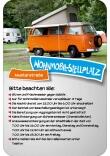 Hinweisschild 'WOHNMOBIL-STELLPLATZ', mit individuellem Text und Piktogrammen, 400 x 600 mm