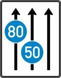 Verkehrszeichen 525-31 StVO, Fahrstreifentafel ohne Gegenverkehr