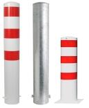 Stahlrohrpoller/Rammschutzpoller 'Bollard' Ø 193 mm, feststehend, wahlweise rot/weiß