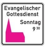 Friedhof- und Kirchenschild 'Kirchenschild', Piktogramm rosa