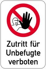 Modellbeispiel: Sonderschild, Zutritt für Unbefugte verboten (Art. 14971)