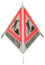 Modellbeispiel: Symbol -Baustelle- + Text -Bauarbeiten-, fluoreszierend