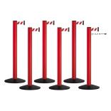 Personenleitsystem 6er-Set 'Beltrac Classic Safety' aus Aluminium, Gurtlänge 6 x 2,3 m, mobil, rot oder gelb