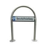 Parkplatzbeschilderung PSIGN 'Berlin', Edelstahl-Rundbügel Ø48mm, Breite 650mm, Höhe ü. Fl. 800mm