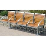 Sitzbank 'Freelax' mit Rückenlehne, aus Stahl, Sitz- und Rückenfläche aus Robinien-Holz