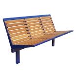 Sitzbank 'Level' mit Rückenlehne, aus Stahl, Sitz- und Rückenfläche aus Robinien-Holz, zum Einbetonieren