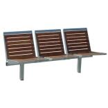Sitzbank 'Elegant' mit Rückenlehne, aus Flachstahl, Sitz- und Rückenfläche in PAG-Holz