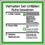 Schild zum Aushang Verhalten bei Unfällen