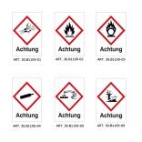 GHS-Gefahrstoffsymbole, Folie (selbstklebend), mit Aufschrift: Achtung
