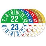 Prüfplakette mit Jahresfarben (jahresübergreifend), Halbjahresplakette, 2023-2029, Bogen