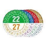 Prüfplaketten mit Jahresfarben (übergreifend, 6 Jahre), 2022/2027-2029/2034, Bogen