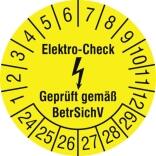 Prüfplaketten ohne Jahresfarbe (6 Jahre), Elektro-Check Gepr. gem. BetrSichV, 2022/2027-2029/2034