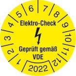 Prüfplaketten ohne Jahresfarbe (1 Jahr), Elektro-Check, Gepr. gem. VDE, 2022-2025, Bogen