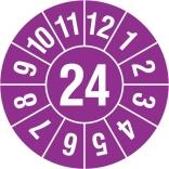 Prüfplaketten ohne Jahresfarbe (1 Jahr), 2023-2029, Jahreszahl 2-stellig, violett-weiß, Rolle