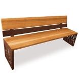 Sitzbank 'Venedig' mit Rückenlehne, Stahl, Sitzfläche Holz, Rückenfläche Stahl und Holz