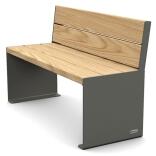 Sitzbank 'Kube' mit Rückenlehne, Stahl, Sitz- und Rückenflächen Holz, verschiedene Längen