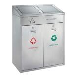 Recyclingstation 'P-Bins 119' 42 Liter aus Edelstahl, mit 2 Einwurfklappen