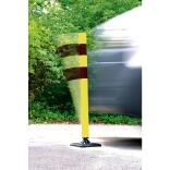 Absperrpfosten 'KICKBACK©' Ø 60 mm aus Kunststoff, Höhe 900 mm, schwarz/gelb, an- und überfahrbar