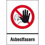 Verbotskombischild Zutritt für Unbefugte verboten, Asbestfasern nach TRGS 519