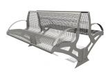 Sitzbank 'Transform' aus Stahl, zum Einbetonieren, aus Drahtgitter, PAG- oder Robinien-Holz