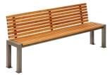 Sitzbank 'Lumino' mit Rückenlehne, aus Stahl, Sitz- und Rückenfläche aus Robinien-Holz, mobil