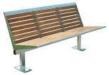 Sitzbank 'Level' mit Rückenlehne, aus Edelstahl, Sitz- und Rückenfläche aus Robinien-Holz, zum Aufdübeln