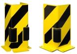 Anfahrschutz aus Stahl, mit Leitrollen, gelb/schwarz, Höhe 400 mm