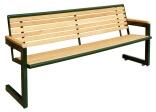 Sitzbank 'Cosmo' mit Rückenlehne, aus Stahl, Sitz- und Rückenfläche aus Robinien-Holz, mobil