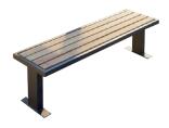 Sitzbank 'Delion' aus Stahl, Sitzfläche aus Hartholz, wahlweise mit oder ohne Rückenlehne, zum Aufdübeln oder Einbetonieren