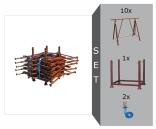 Faltgerüstbock Komplett-Set, inkl. 10 Faltgerüstböcken 'Compakt S' (Breite 1200 mm), Stapelpalette und Zurrgurten