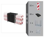 Wendebaken Komplett-Set, 32 Baken, 30 Fußplatten, 1 Stapelpalette, 2 Bakenkörbe, Folie RA1 oder RA2, doppelseitig schraffiert