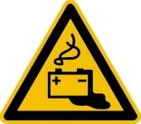 Elektrokennzeichnung/Warnschild, Warnung vor Gefahren durch das Aufladen von Batterien