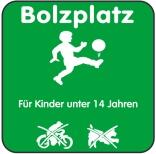 Spielplatzschild, Bolzplatz, Für Kinder unter 14 Jahren, 420 x 420 mm