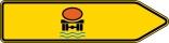 Verkehrszeichen 421-22 StVO, Pfeilwegweiser für Fahrzeuge m. wassergef. Ladung, rechtsweisend, einseitig