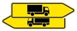 Verkehrszeichen 421-40 StVO, Pfeilwegweiser für KFZ mit einer zulässigen Ges..., doppelseitig