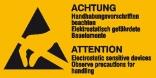 Elektrokennzeichnung/Warnkombischild, ACHTUNG Handhabungsvorschriften beachten ..., 2-sprachig