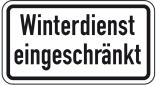 Winterschild/Verkehrszeichen, Winterdienst eingeschränkt