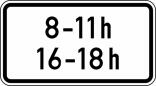 Verkehrszeichen 1040-31 StVO, Zeitliche Beschränkung (..., ... h, ..., ... h)