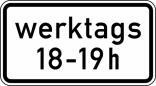 Verkehrszeichen 1042-31 StVO, Zeitliche Beschränkung werktags ..., ... h
