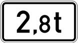 Verkehrszeichen 1060-33 StVO, Massenangabe, 2,8 t