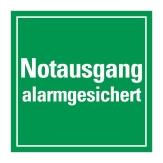 GfS Aufkleber Notausgang alarmgesichert, selbstklebende Folie, 130 x 130 mm