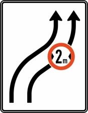 Modellbeispiel: VZ Nr. 515-21 Verschwenkungstafel ohne Gegenverkehr, zweistreifig nach rechts