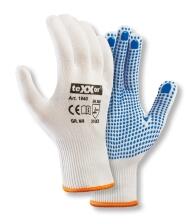 teXXor® Feinstrick-Handschuhe ′NYLON′, weiß/blaue Noppen