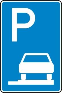Verkehrszeichen 315-65 StVO, Parken auf Gehwegen ganz in Fahrtr. rechts